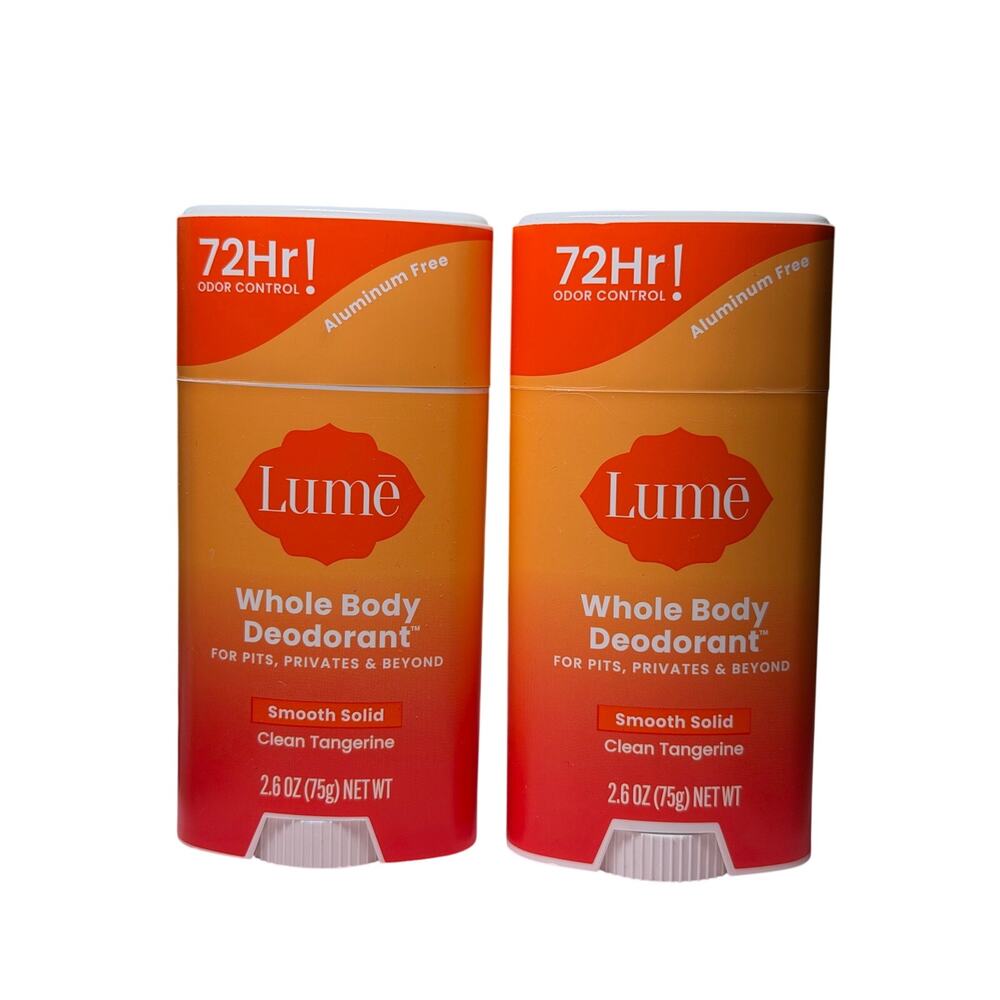 Lume Whole Body Deodorant Smooth Solid X2 ~ CLEAN TANGERINE ~ 72 Hour 2.6 Oz